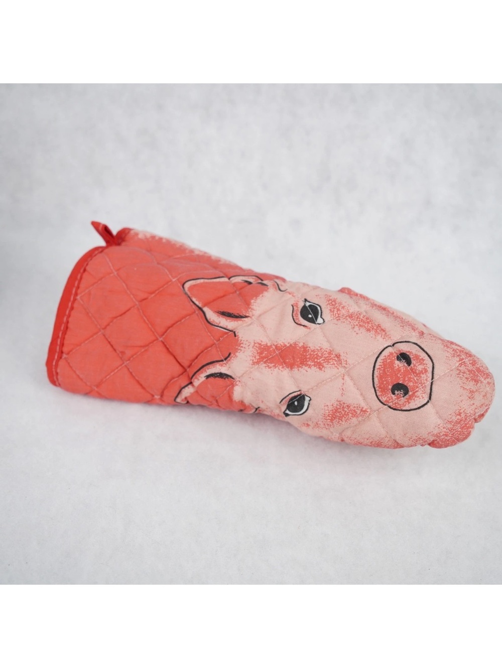 Vintage Pig Decorative Oven Mitt Pot Holder Quilted Pink Graphic Print - Picture 4 of 7